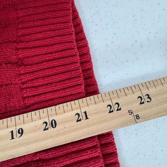 Chaps Ralph Lauren Women’s Red V-Neck Cable Knit Sweater Size XL 100% Cotton - Picture 7 of 8